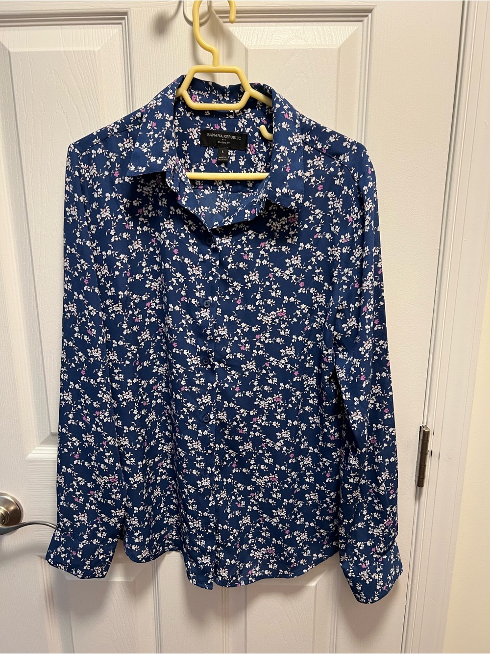 Banana Republic Navy Blue Floral Button-Down Shirt